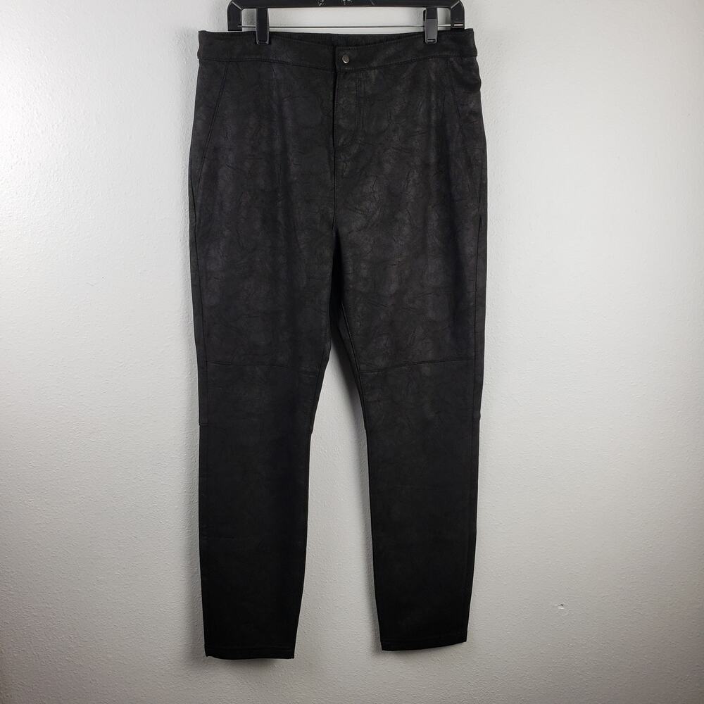 Soft Surroundings Women's L Urban Noir Faux Suede Moto Leggings Black High Waist